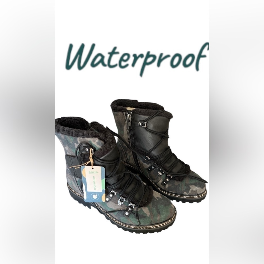⚠️ Last Pair NEW Earth Kodiak Glacier Camouflage Hiking Boots with Black Accents - Picture 4 of 6
